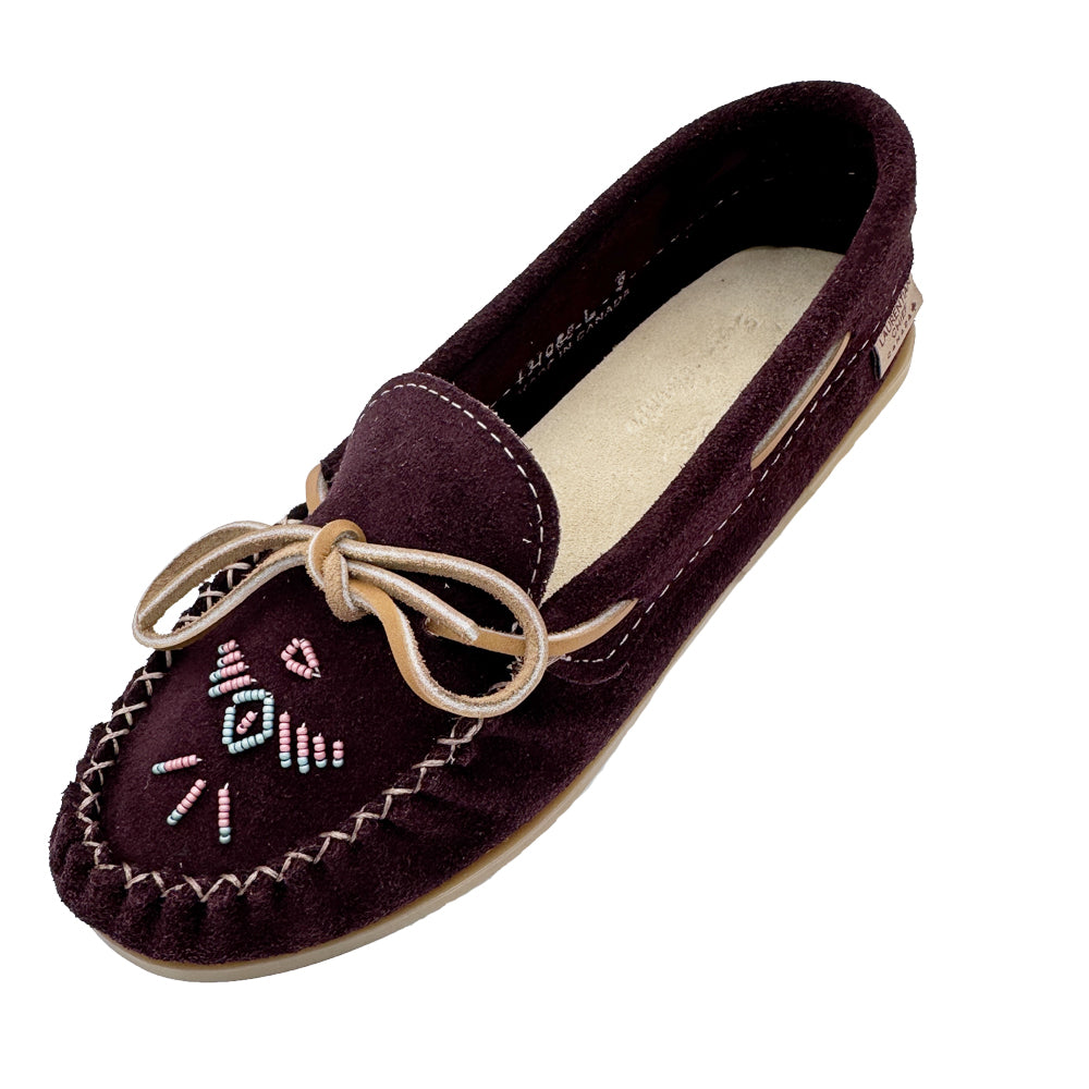 Women's Suede Beaded Slip on Moccasin Shoes