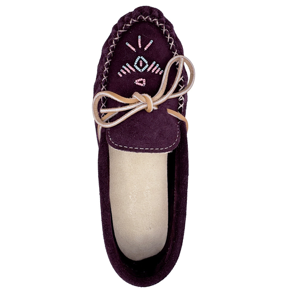 Women's Suede Beaded Slip on Moccasin Shoes