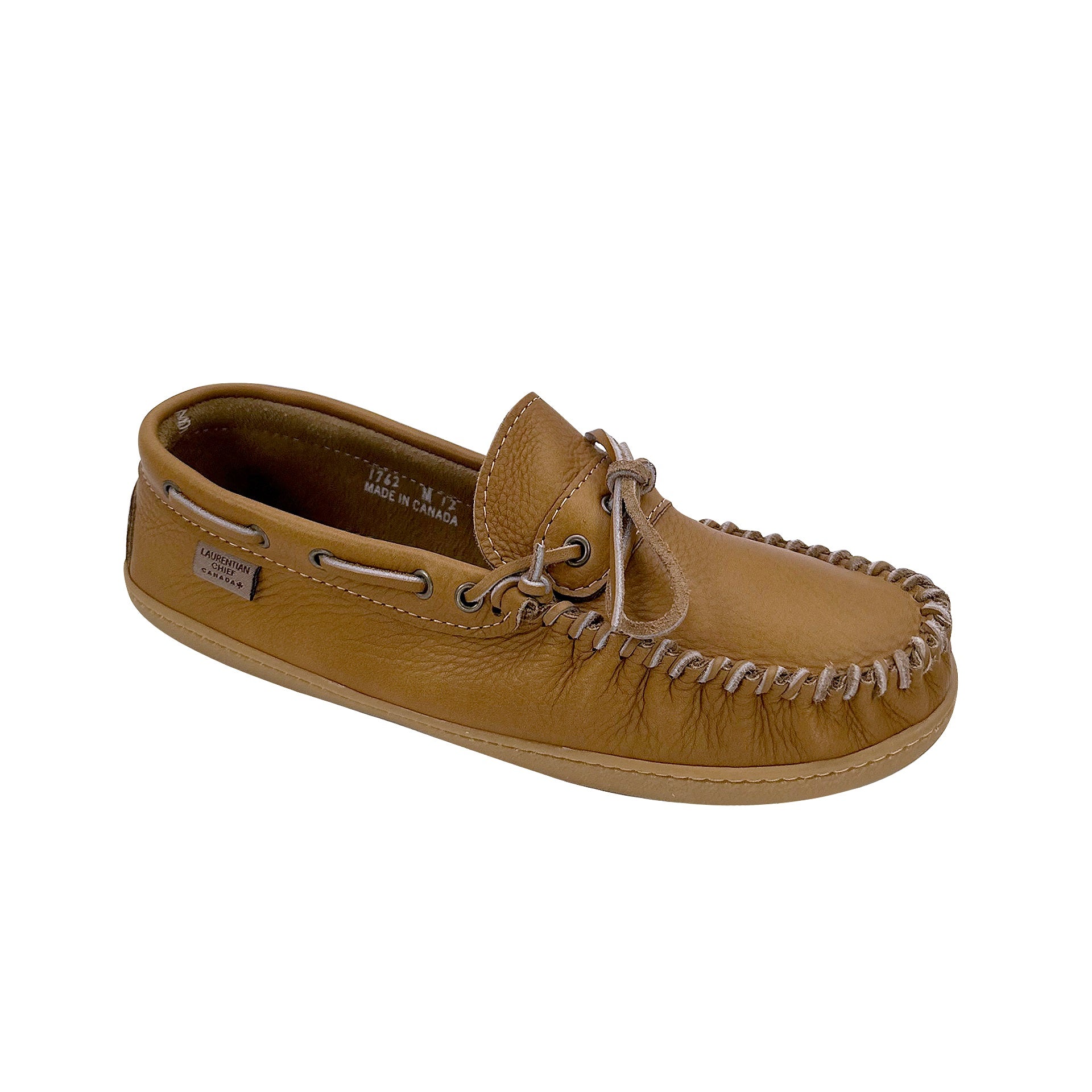 Men's Wide Moccasin Shoes with Rubber Sole & Copper Rivet for Earthing