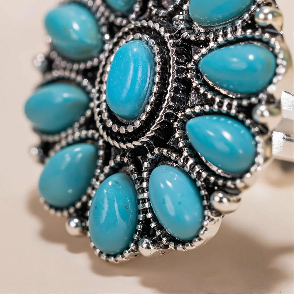 Bohemian Turquoise Concho Ring
