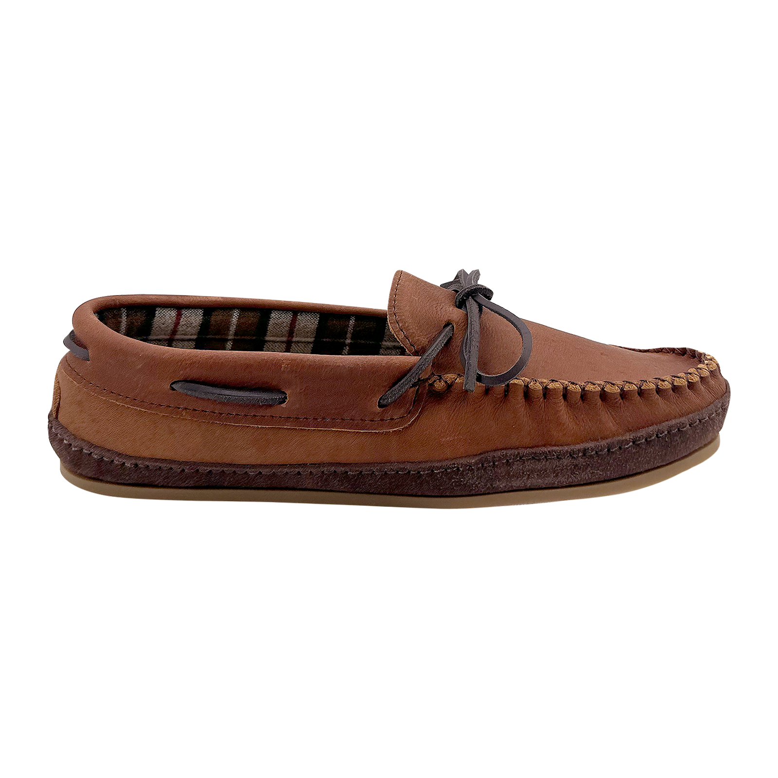 Men's Tartan Wool Lined Moccasin Shoes