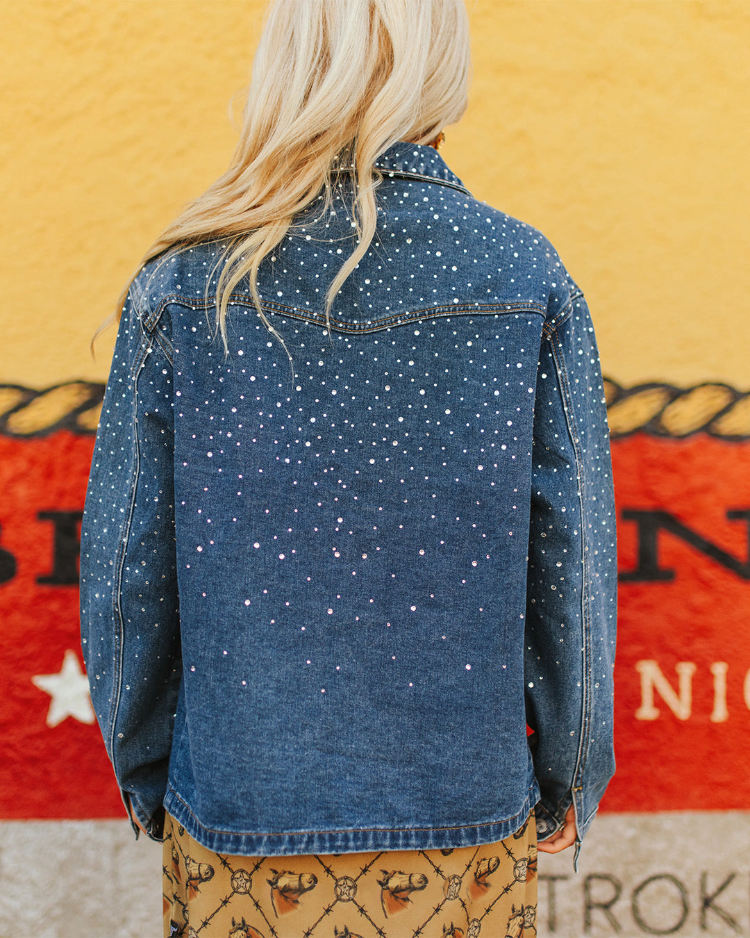 Women's Rhinestone Dark Wash Denim Jacket