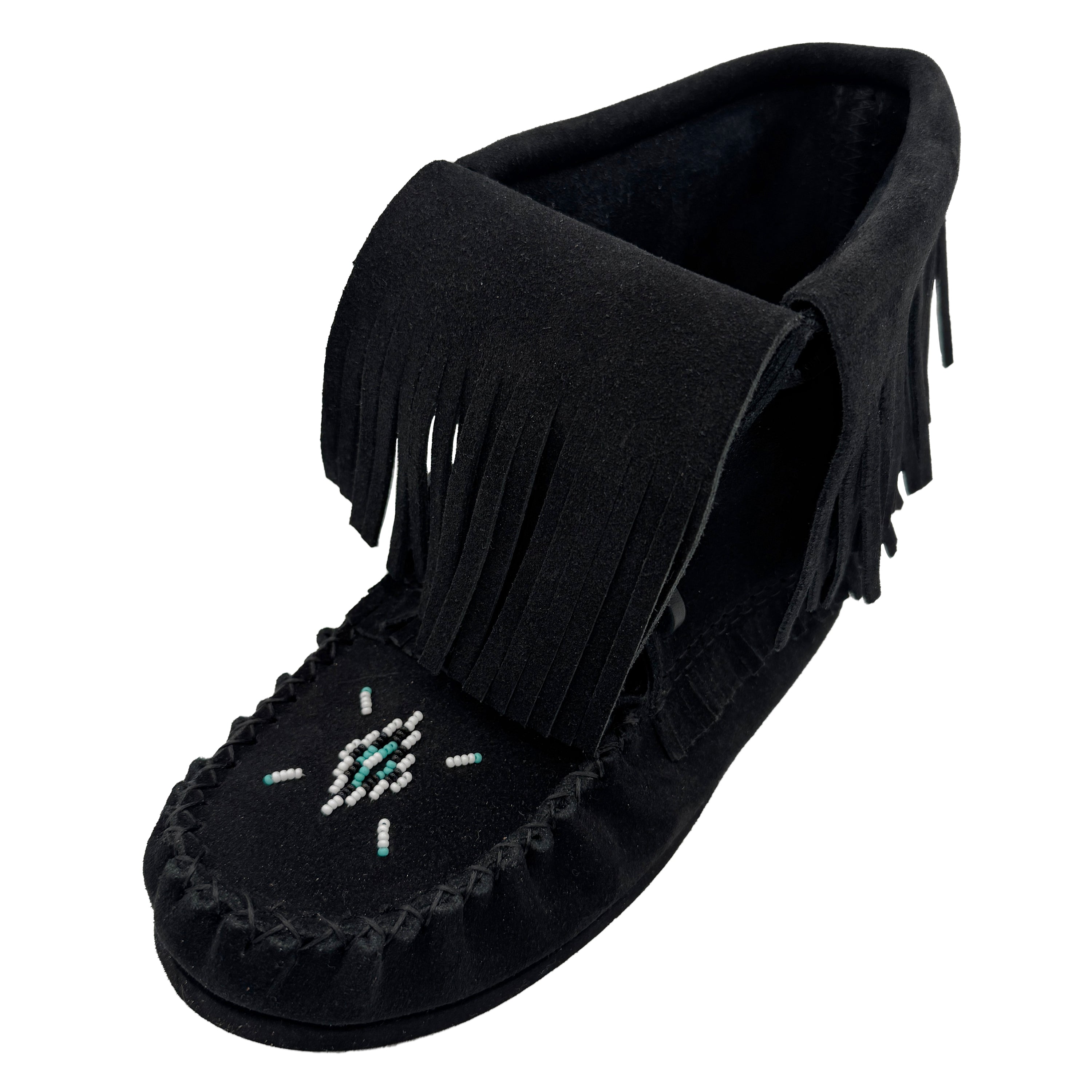 Stylish Women's Mocha Brown Genuine Suede Fold-Over Fringed Moccasins