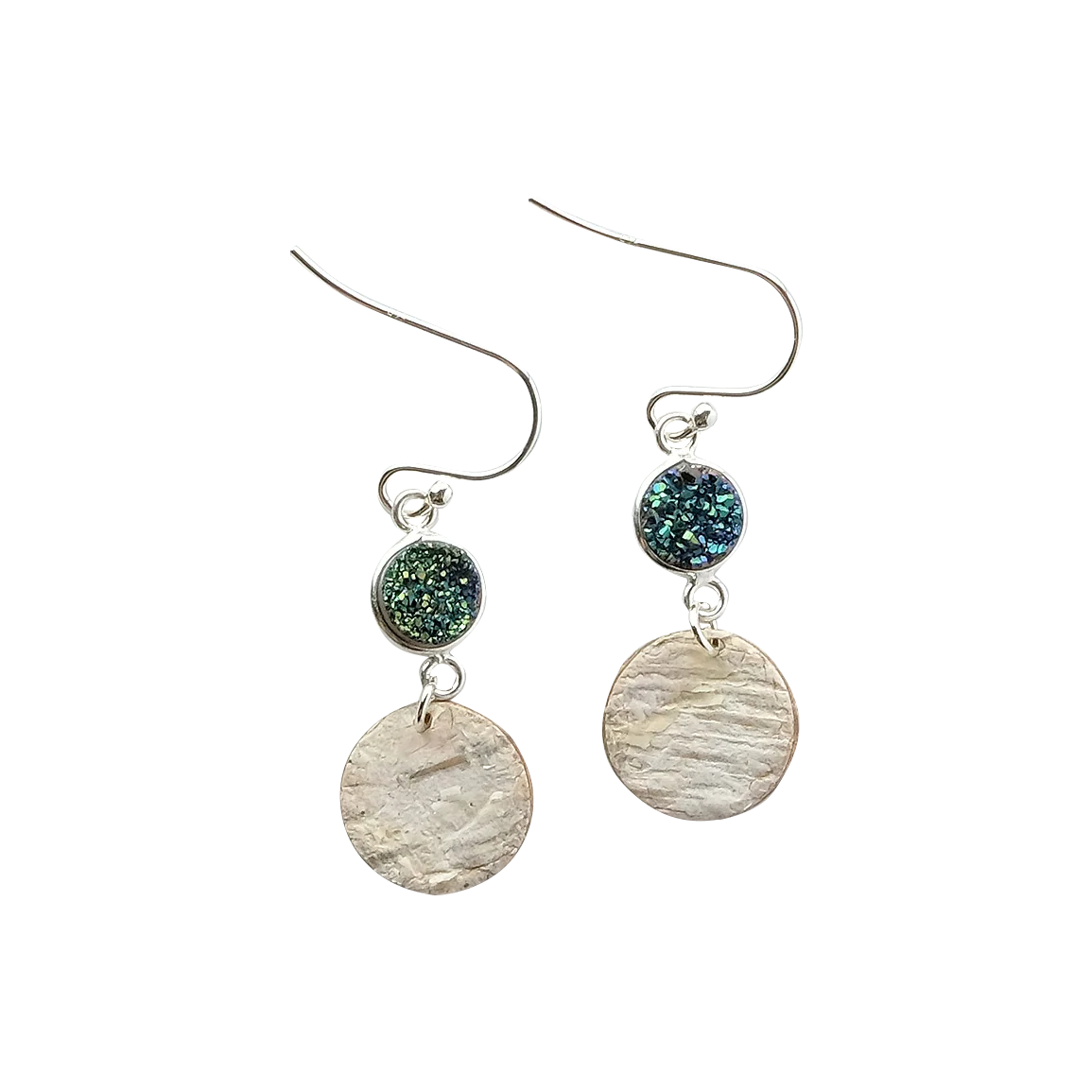 Steorra Birch Bark Druzy Stone Earrings