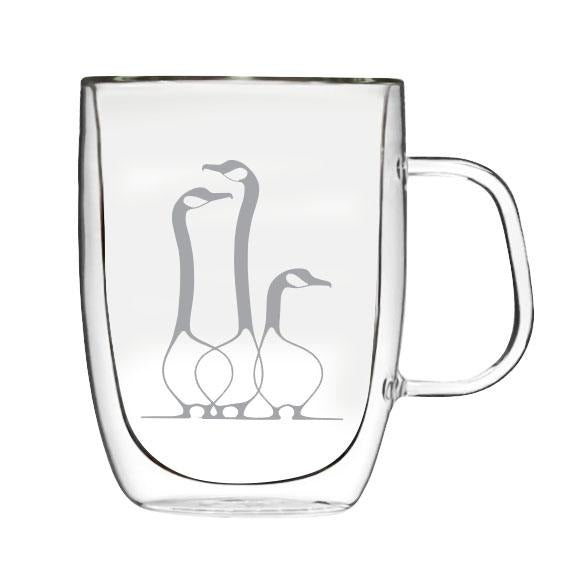 Native Canadian Art Double Wall Glass Mug