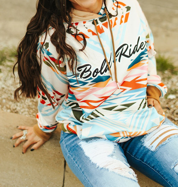 Women's Bold Rider Printed Drawstring Hoodie