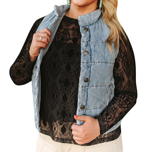 Women's Vintage Acid Wash Puffer Vest