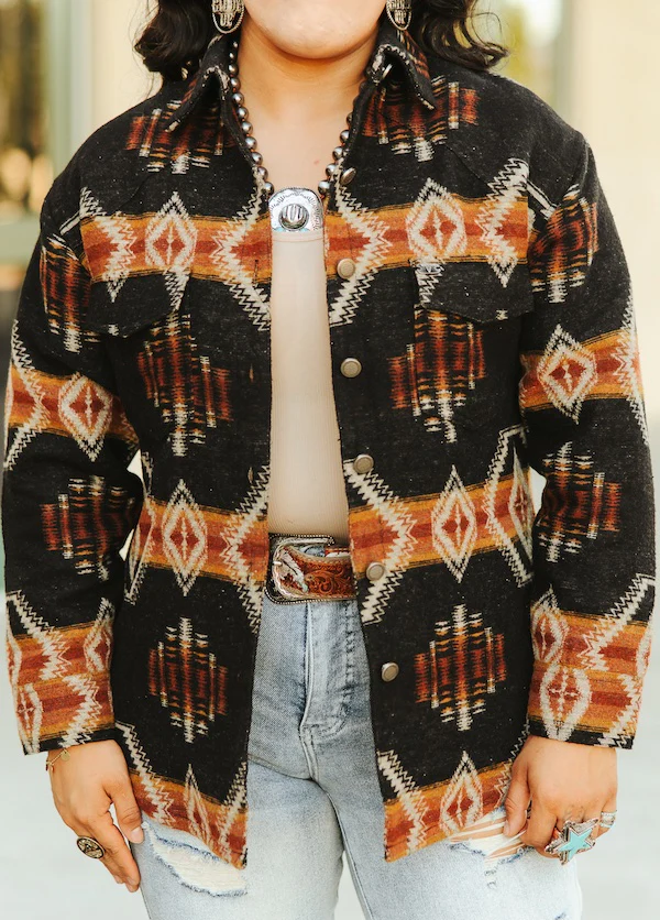 Unisex Aztec Button Down Shacket