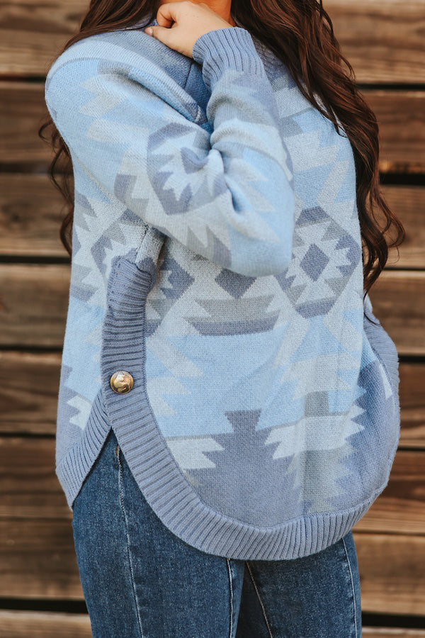 Women's Knitted Round Hem Side-Button Sweater