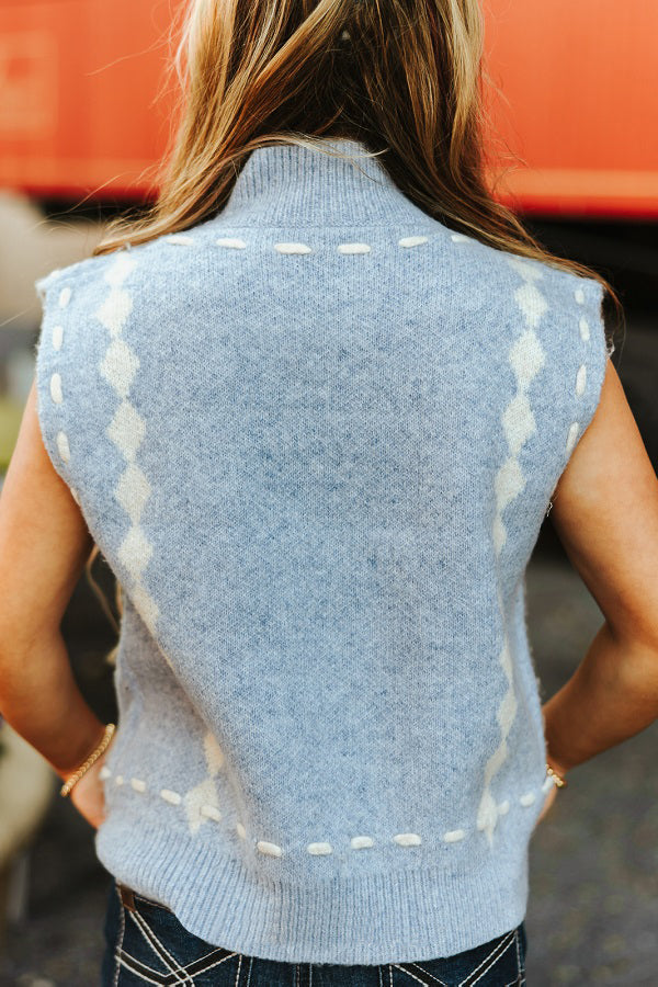 Knit Boots Stitched Sleeveless Sweater Vest