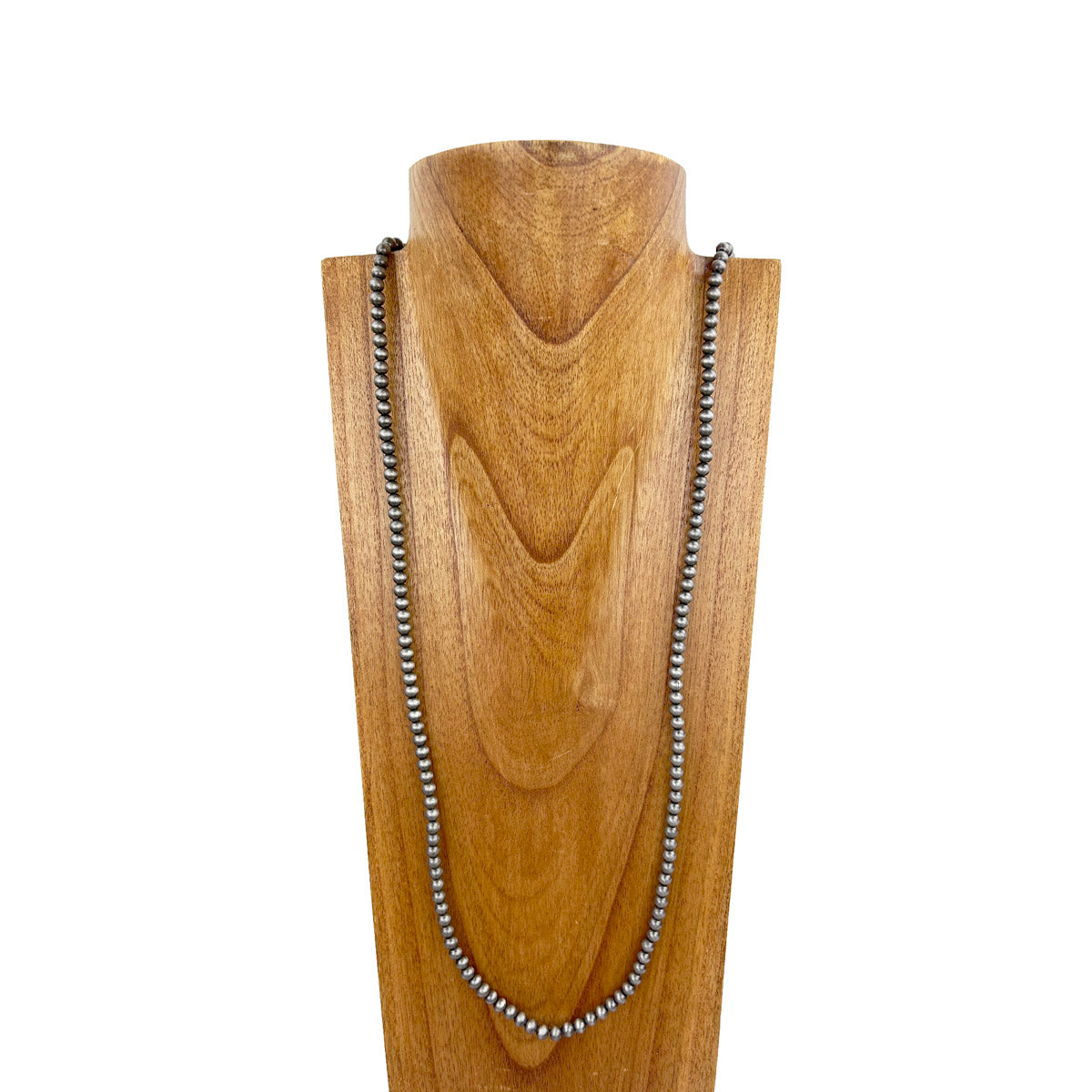 Navajo Pearl Long Silver-Tone Bead Necklace