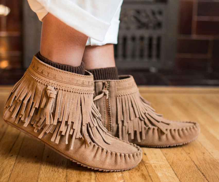 Women's Suede Dancer Ankle Moccasin Boots