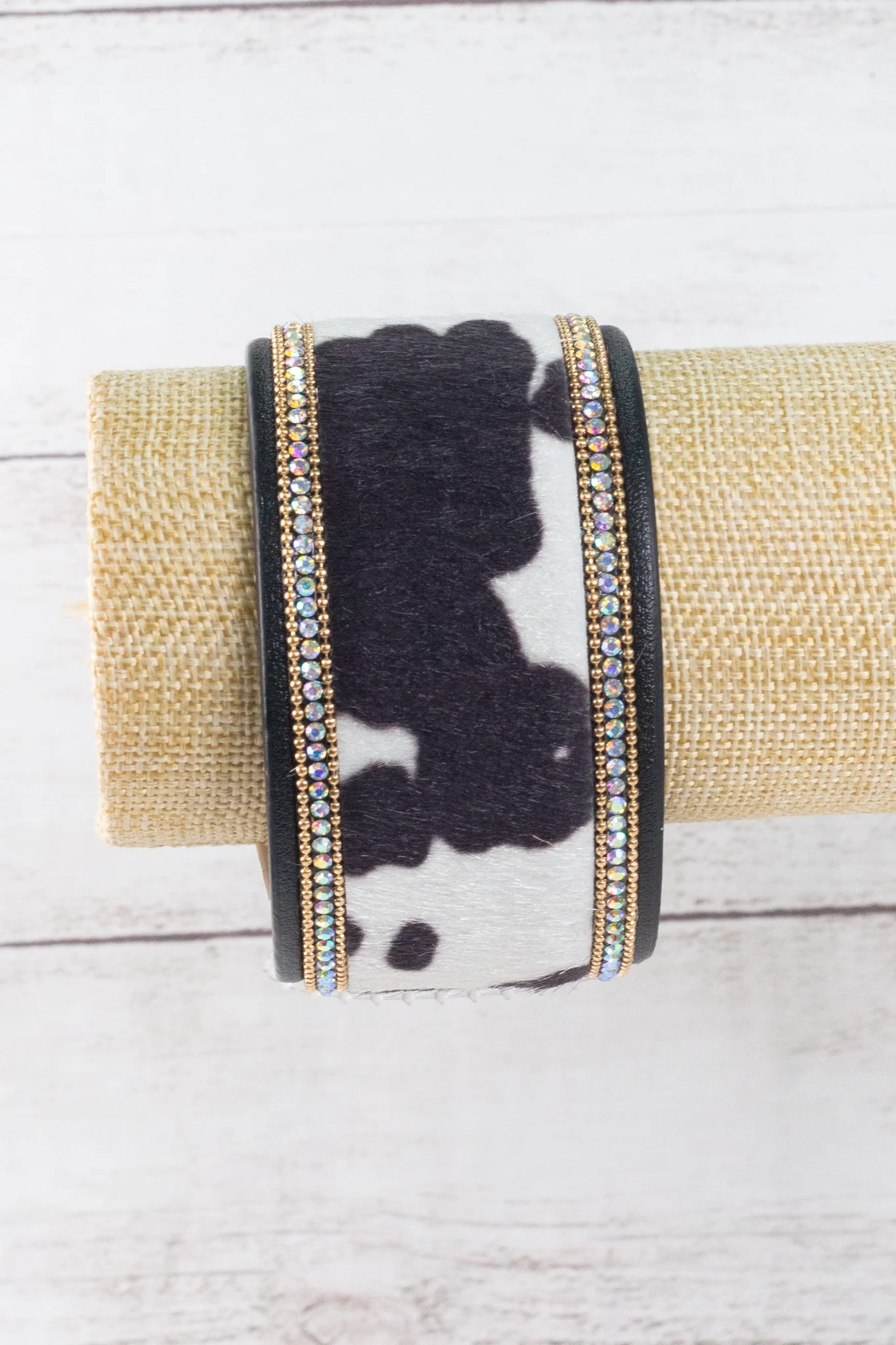 Let's Dance Cowhide Crystal Cuff Bracelet