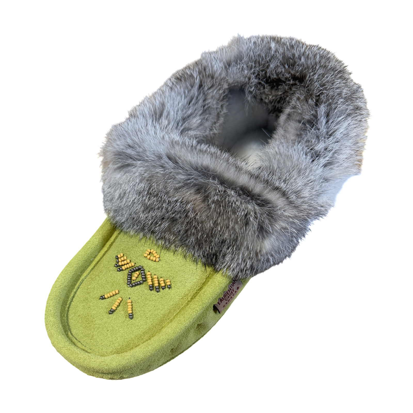 Women's Green Limited Edition Rabbit Fur Moccasins