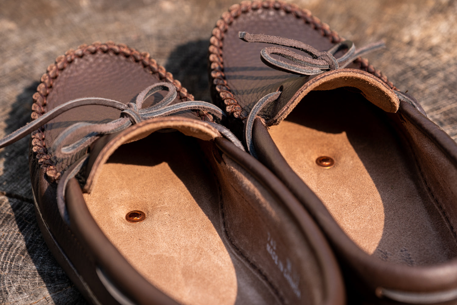 Men's Earthing Moccasin Shoes with Copper Rivet Rubber Soles