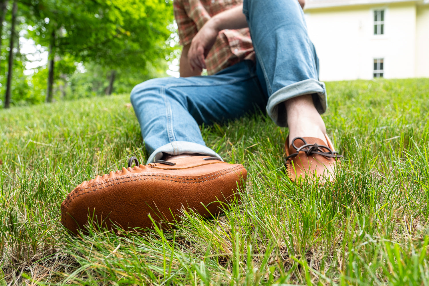 Men's Earthing Moccasins Wide Leather