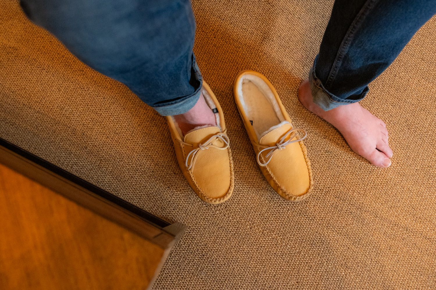 Men's Sheepskin Lined Moccasin Shoes