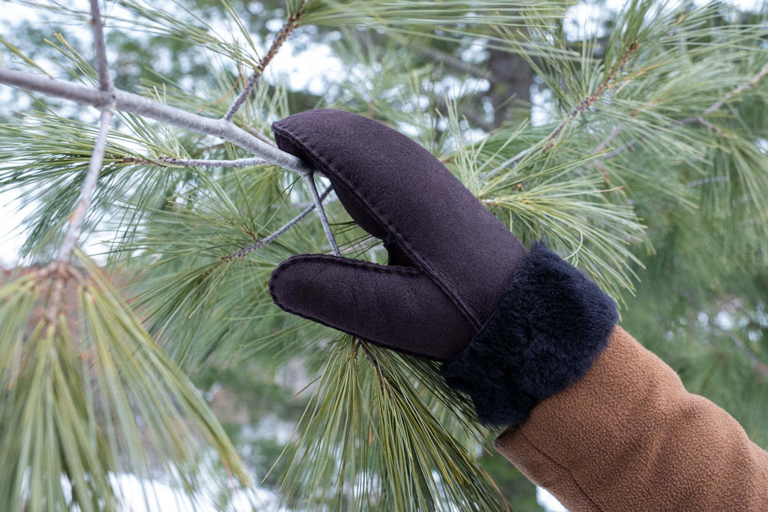 Brown Sheepskin Mittens for for Men & Women