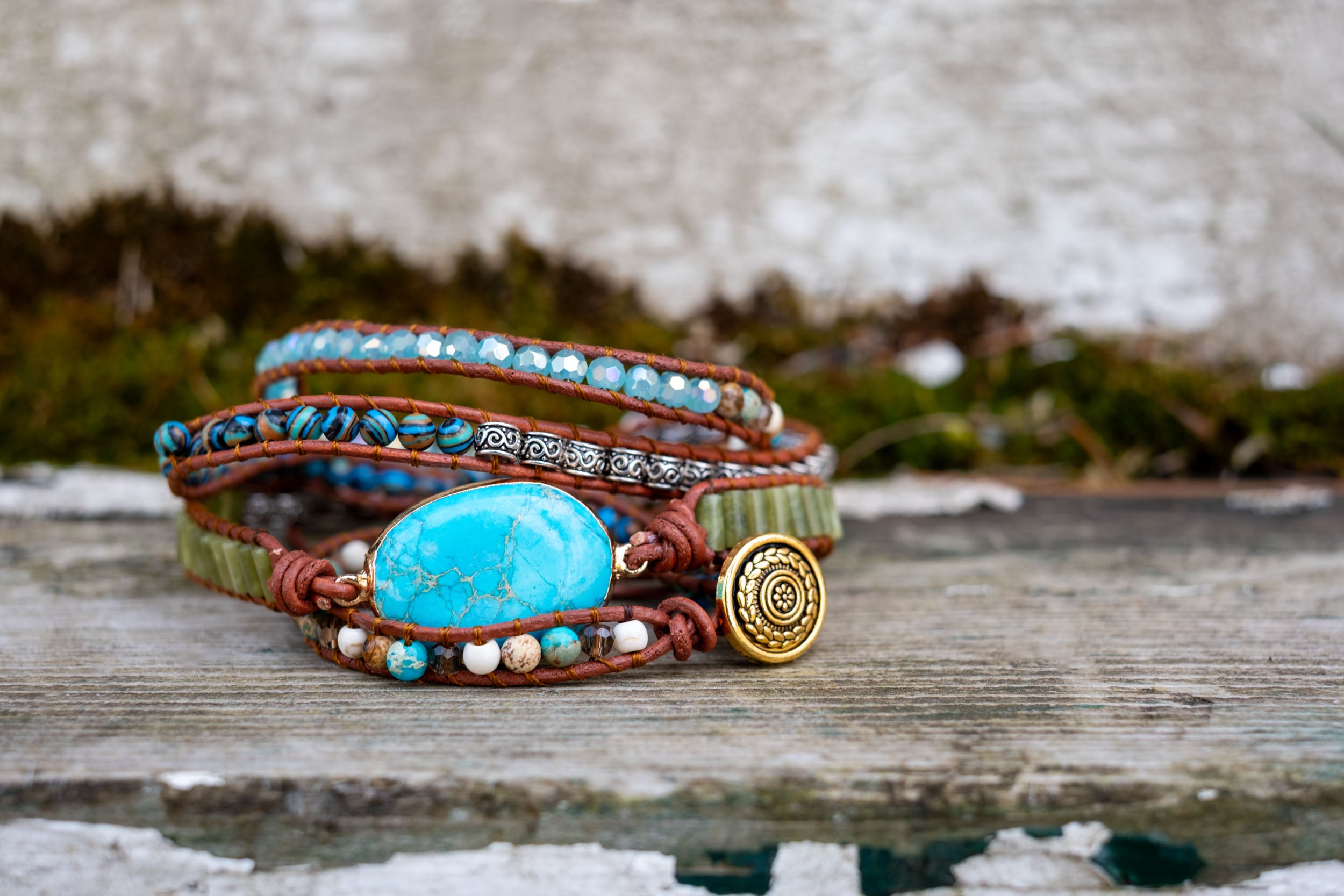 Semi-Precious Stones Wrap Bracelets