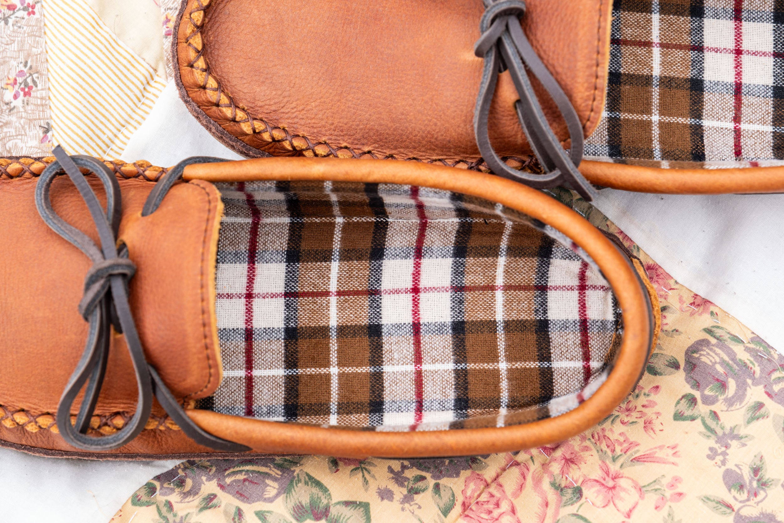 Men's Tartan Wool Lined Moccasin Shoes