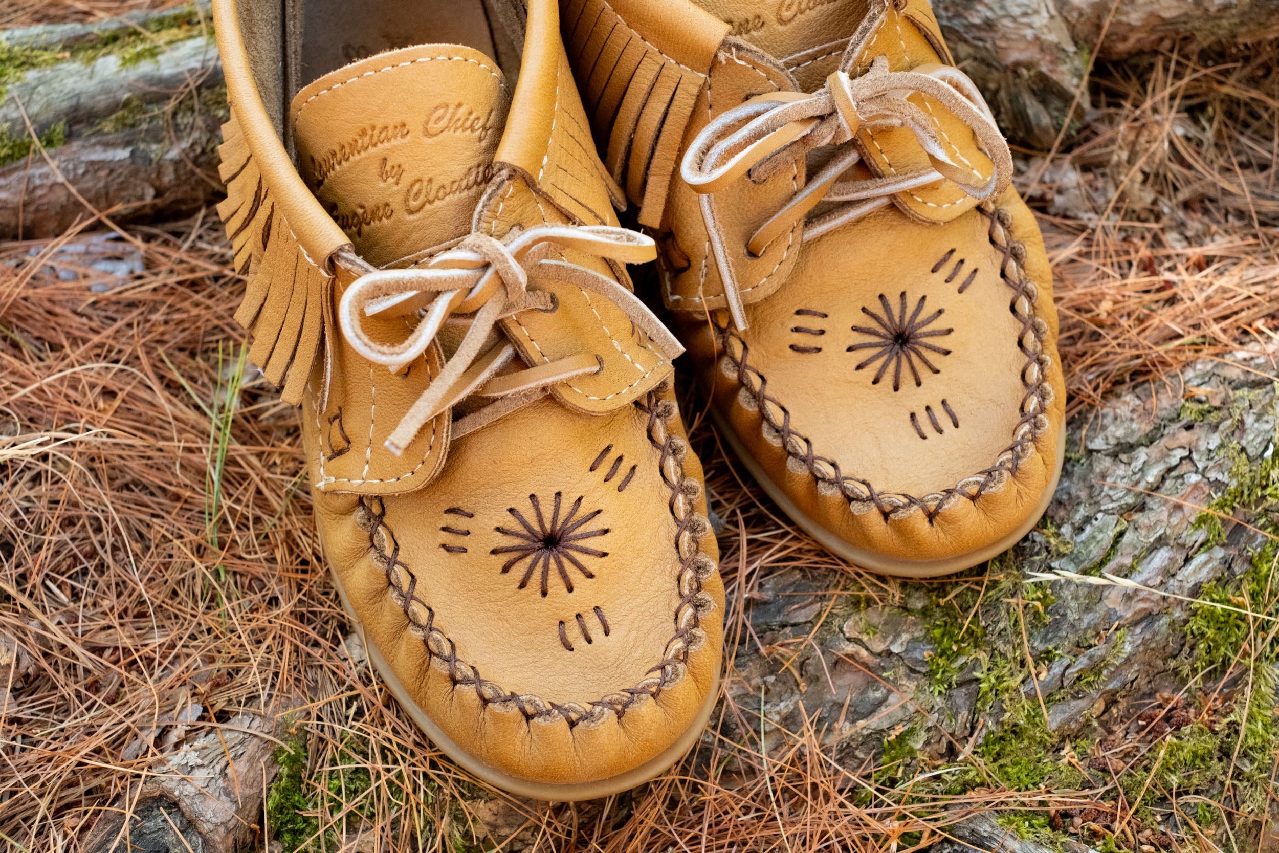 Women's Embroidered Leather Fringed Moccasin Shoes