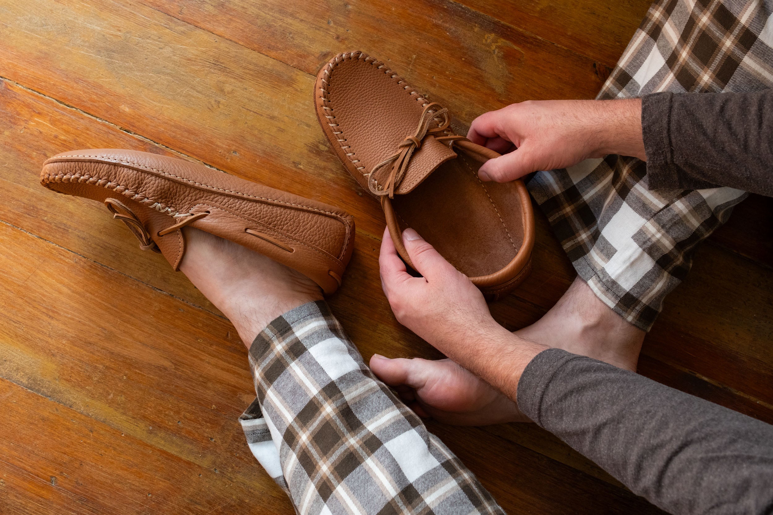 Men's Extra Wide Width Soft-Sole Moccasin Slippers Canadian Handmade