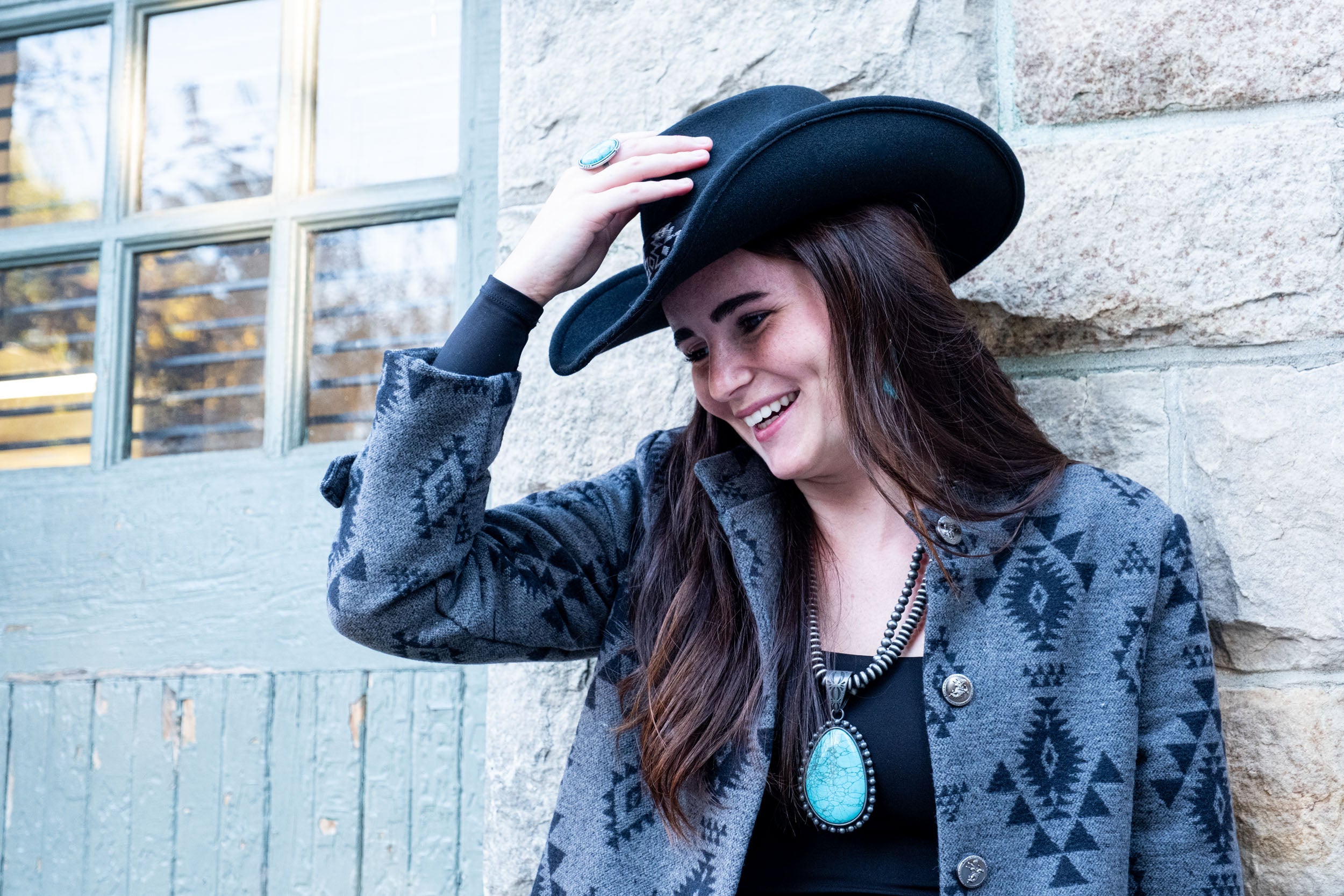 Double Navajo Pearl Turquoise Pendant Necklace