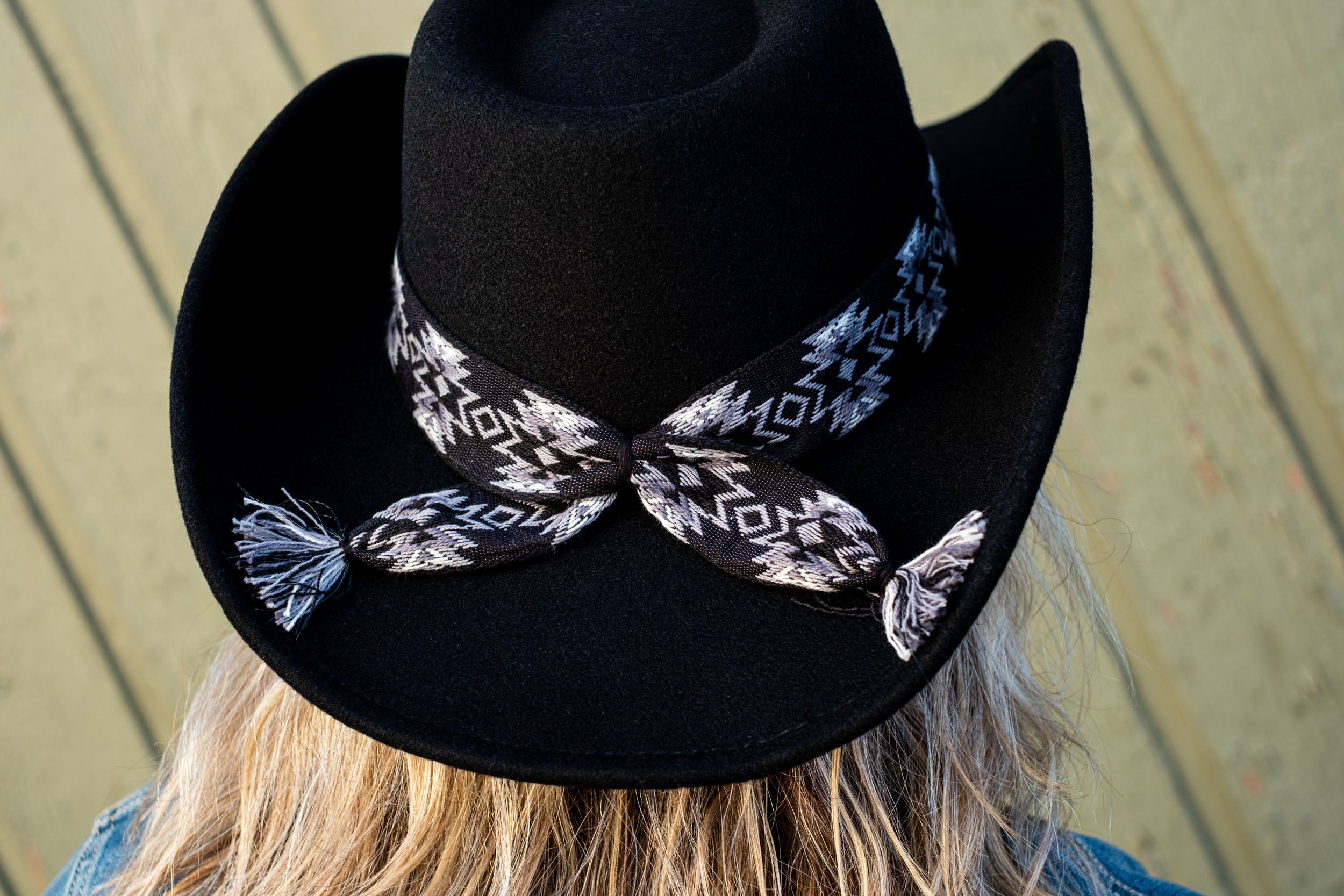 Women's Aztec Vegan Fabric Wide-Brim Cowboy Hat CC Beanie