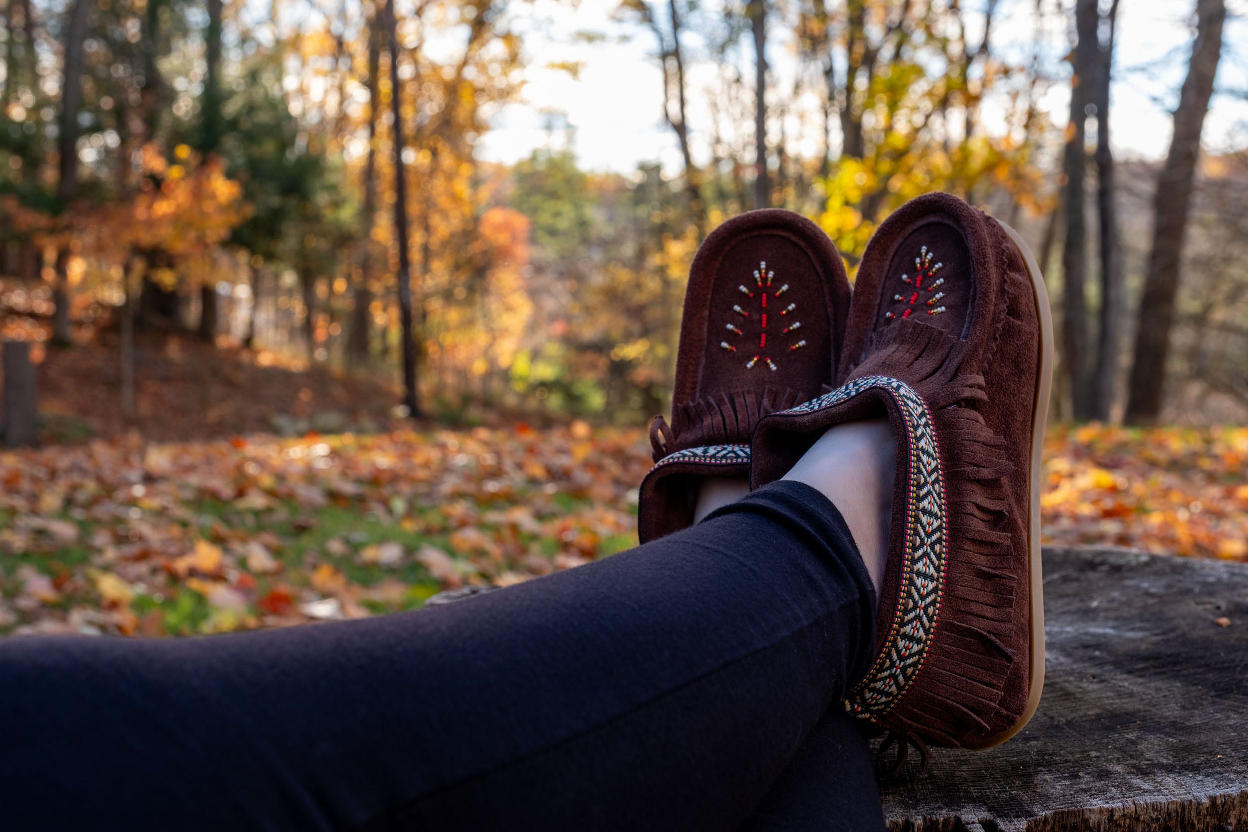 Women's Suede Fringed Lined Moccasin Shoes