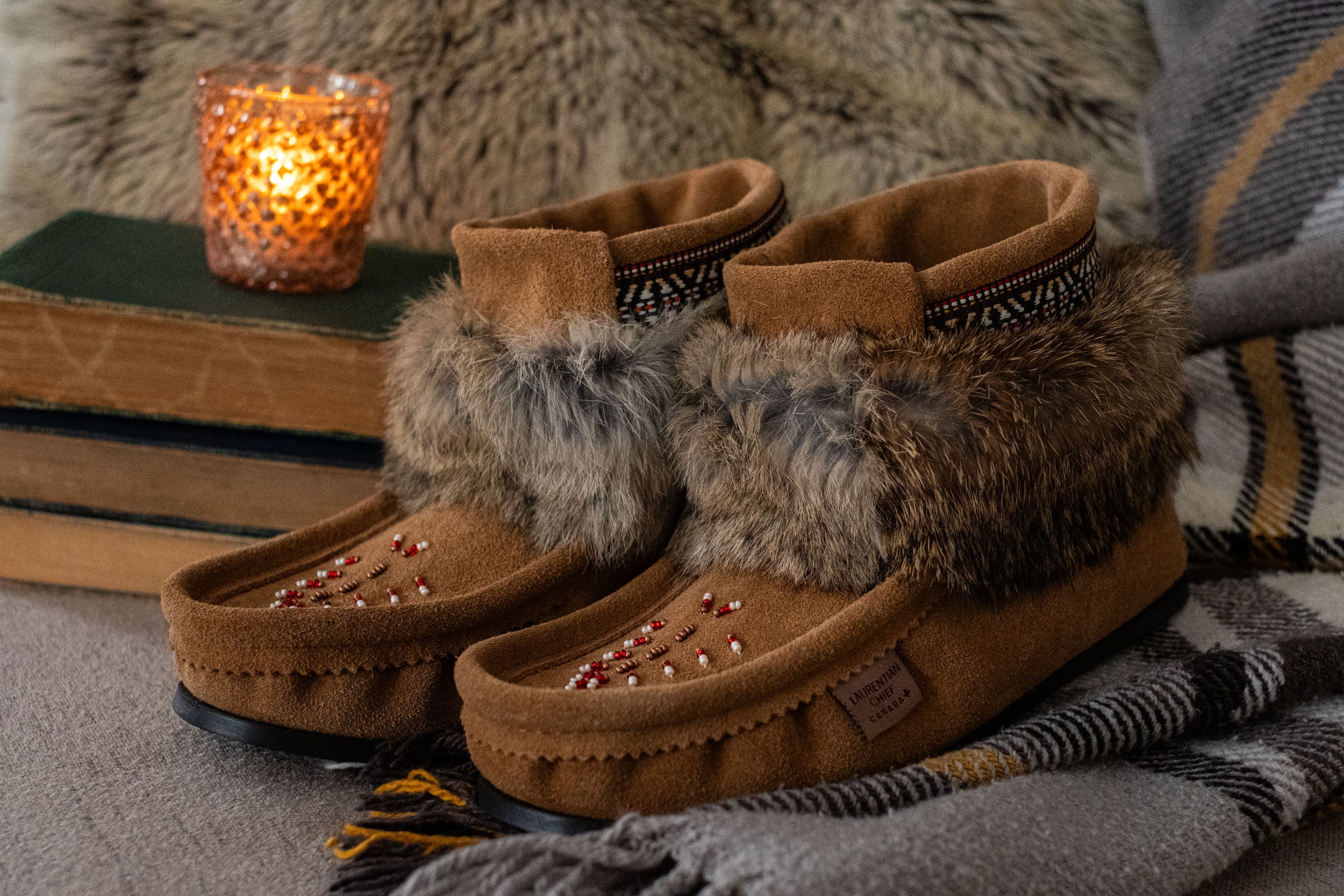 Women's Native American Style Ankle Moccasin Boots Dark Tan Brown