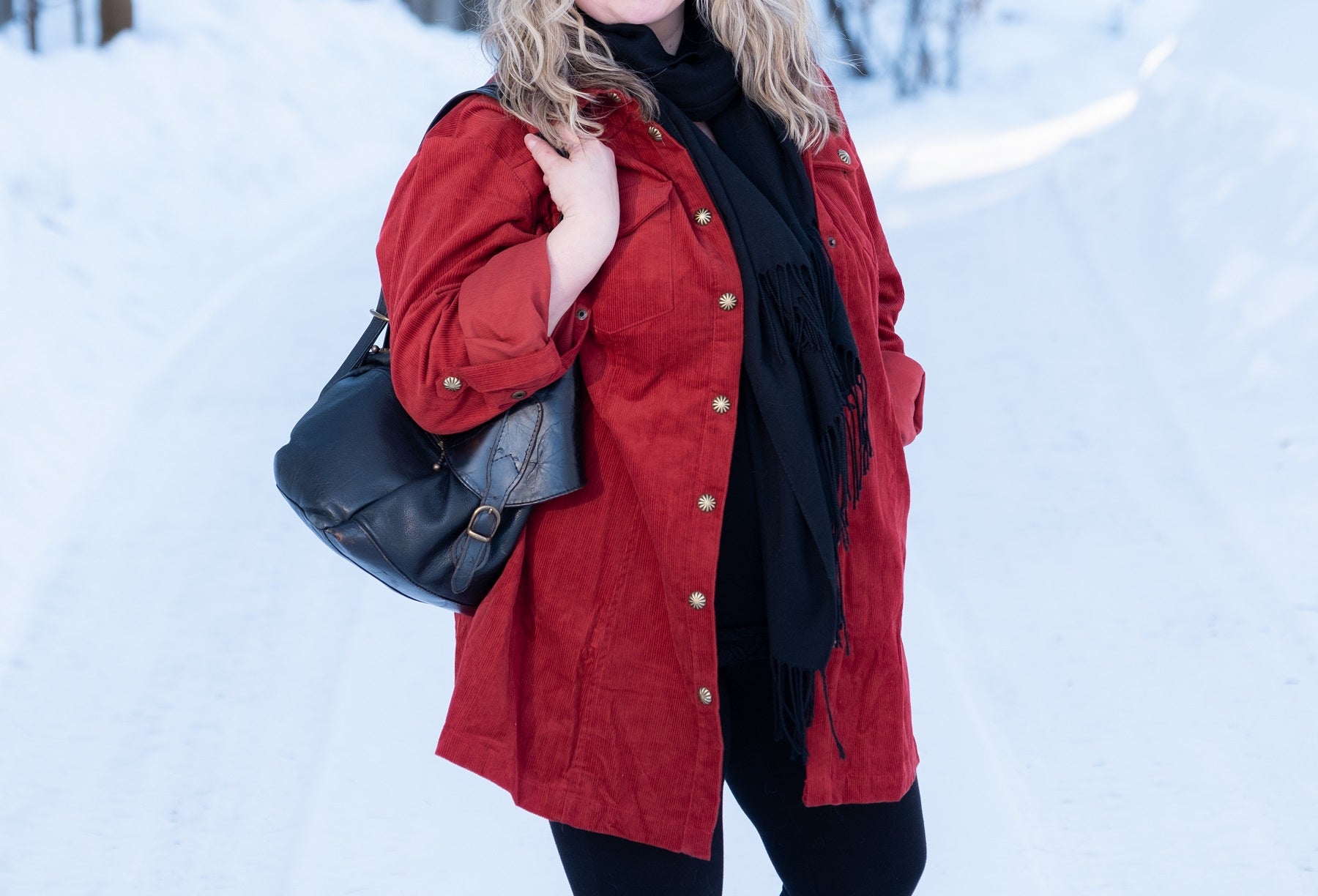 Women's Corduroy Pearl Snap Tunic Shacket