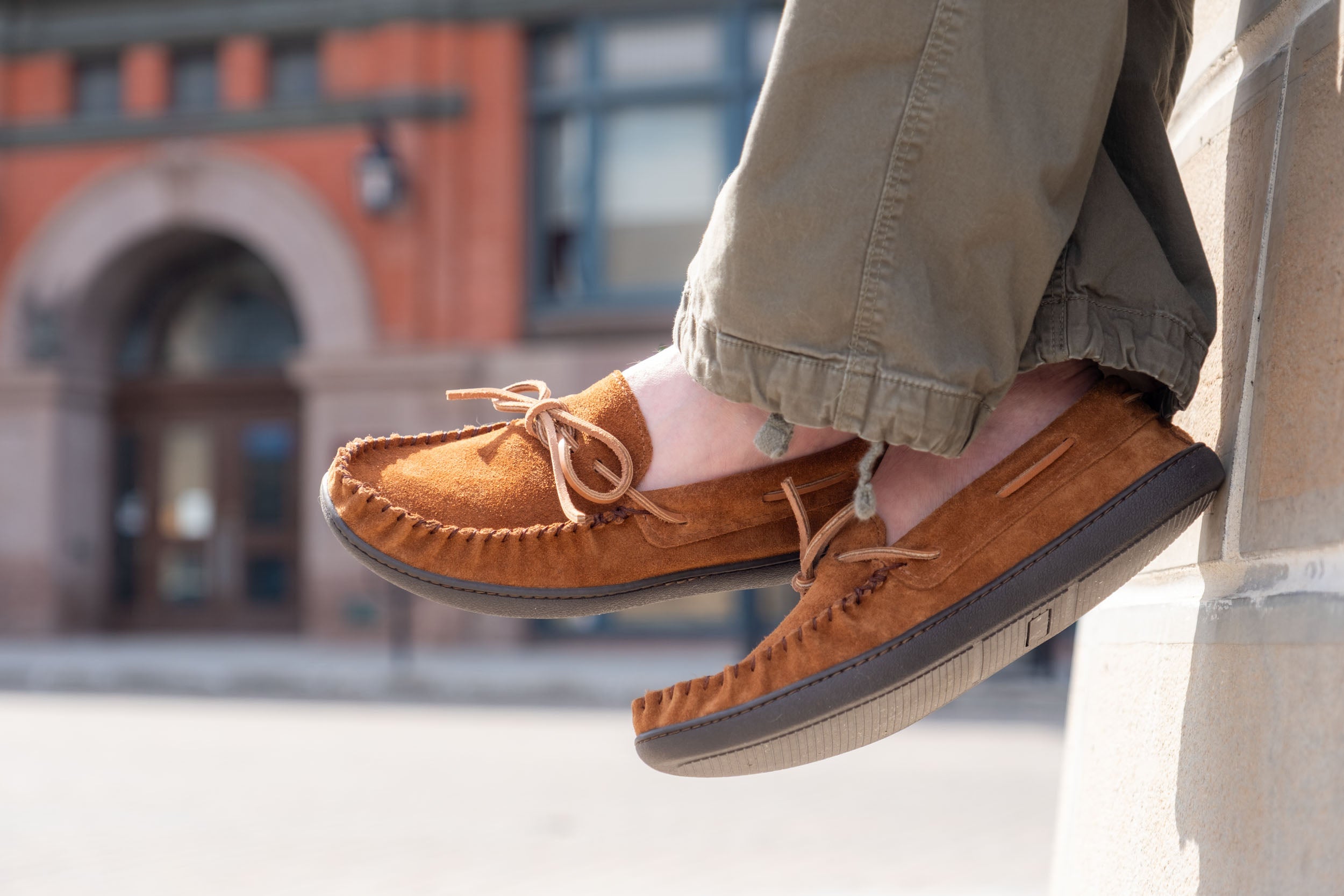 Men's Extra Wide Fit Brown Genuine Suede Leather Driving Moccasins