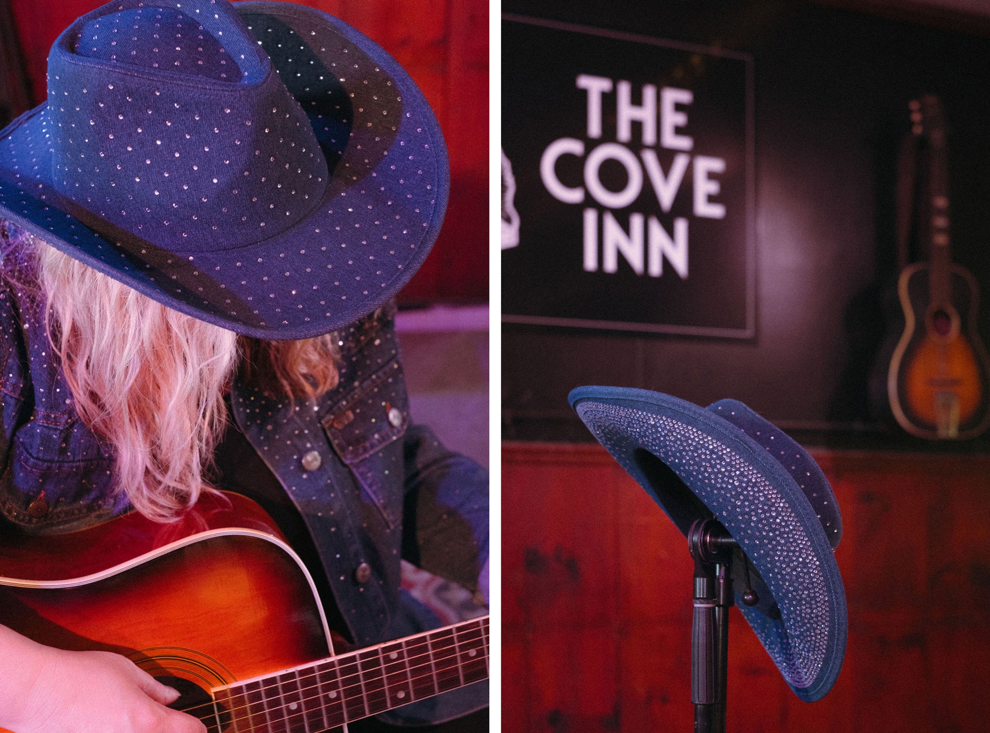 Rhinestone Studded Denim Cowboy Hat