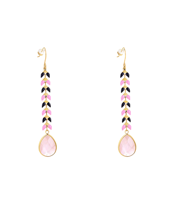 Natural Stone Tear Drop Statement Earring 14K Gold