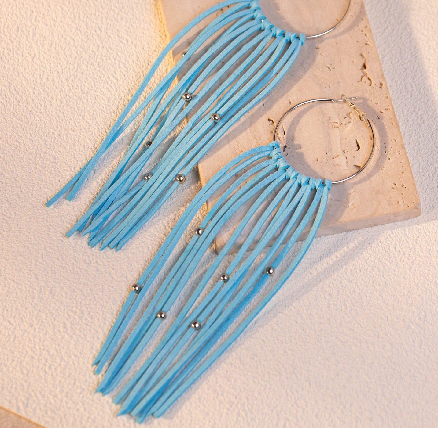 Long Tassels Hoop Dangle Earrings