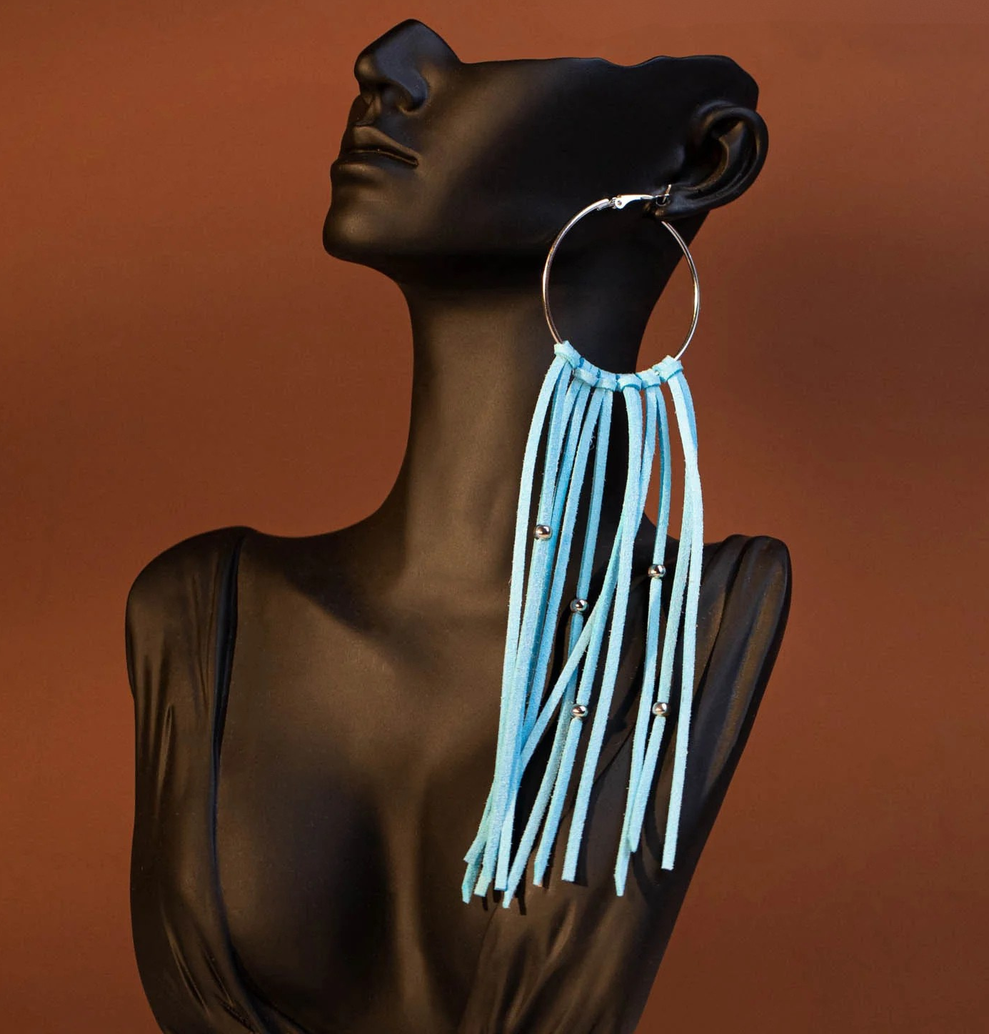 Long Tassels Hoop Dangle Earrings