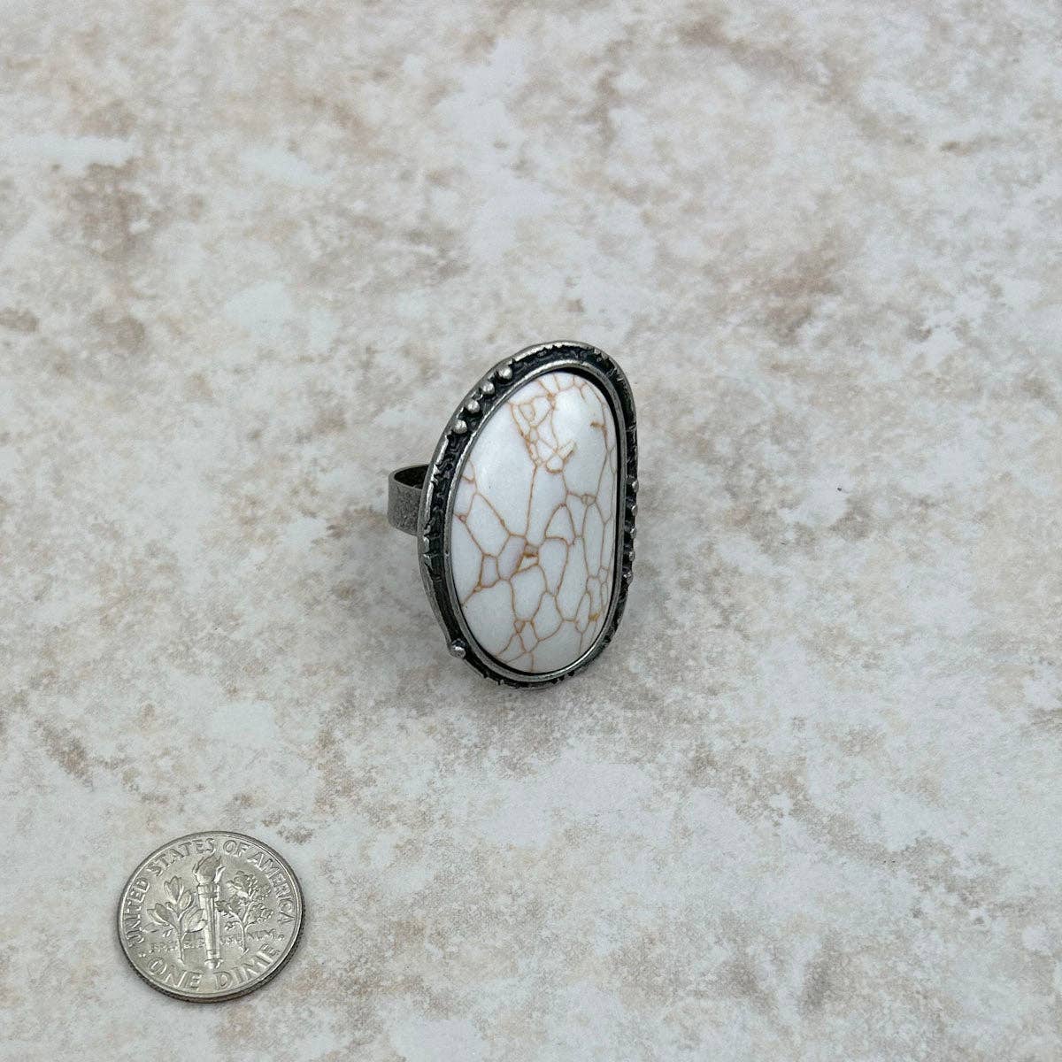 Silver Oval Adjustable Turquoise Ring
