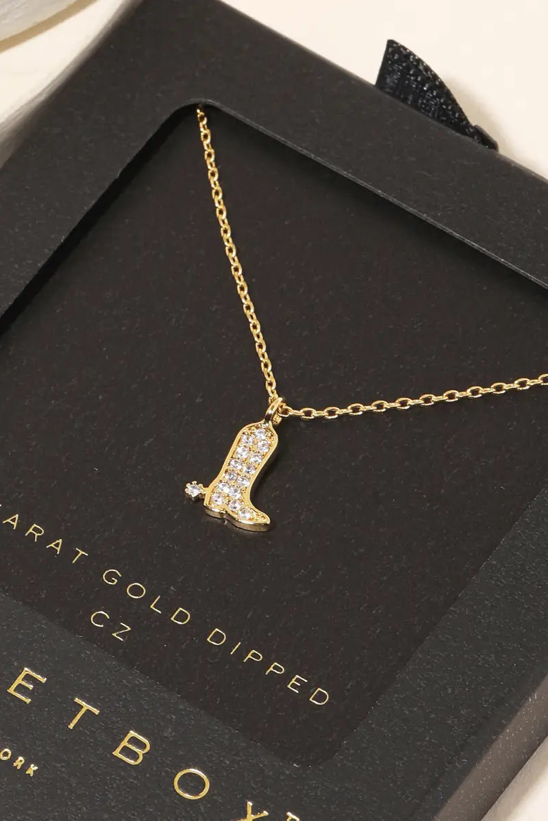 Western Cowboy Boot Pendant Necklace