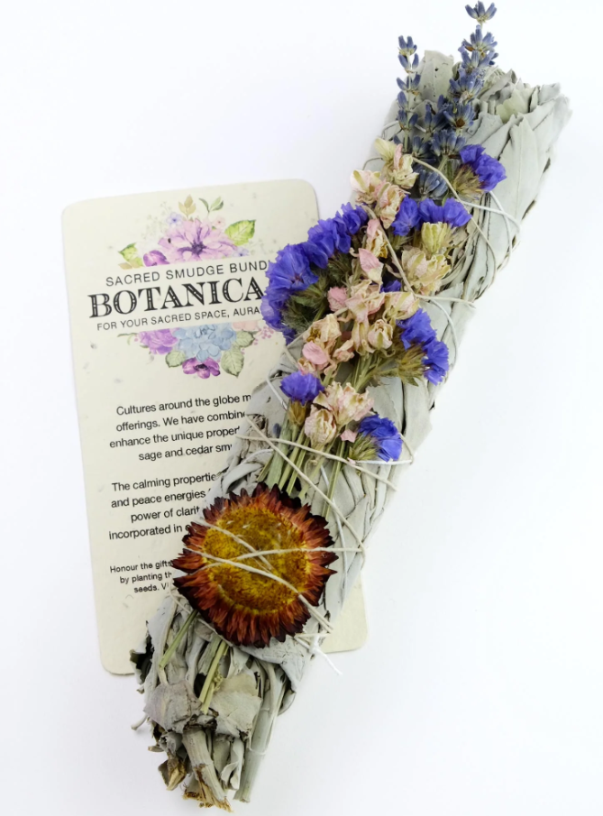 White Sage, Wildflower with feather Smudge Bundle