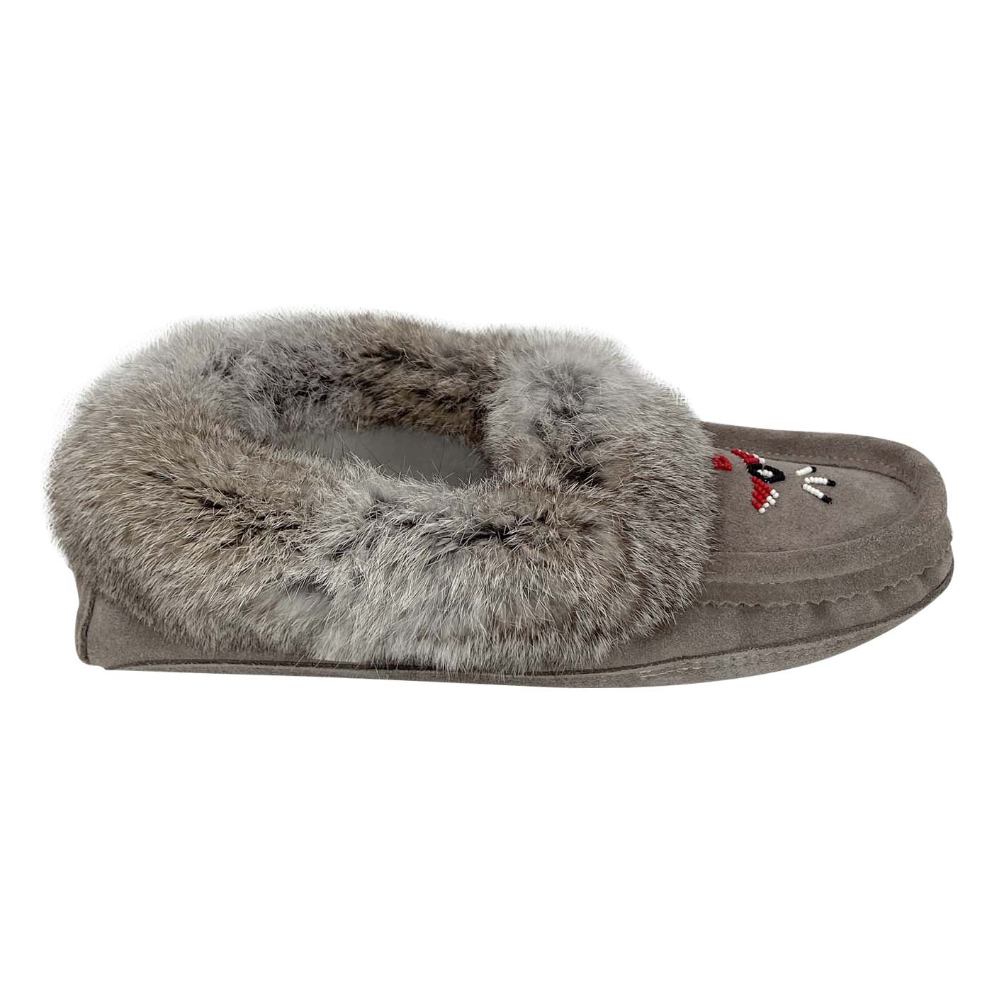 Men's Beaded Rabbit Fur Moccasins