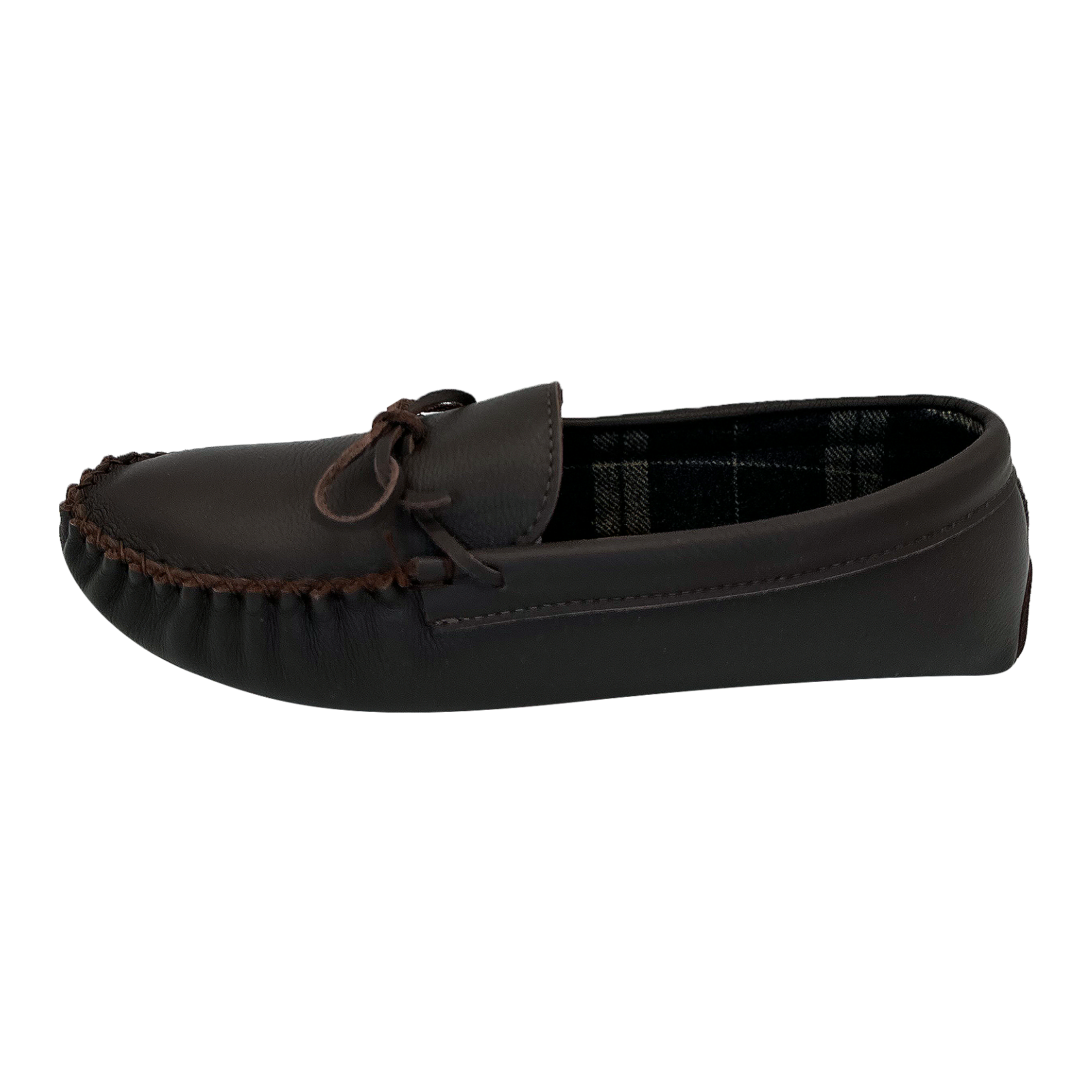 Men's Tartan Lined Leather Moccasins Slippers (FINAL Clearance 11, 12 ONLY)