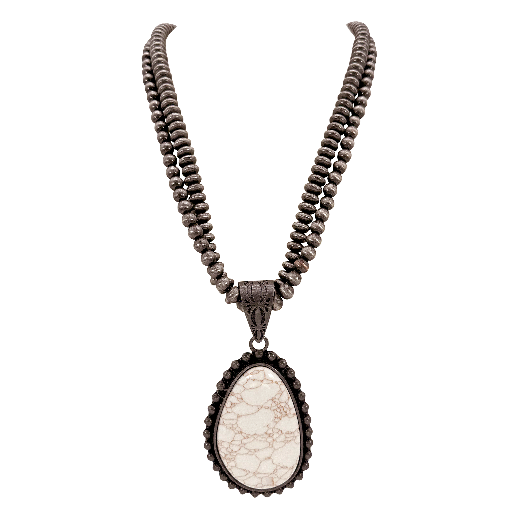 Double Navajo Pearl Turquoise Pendant Necklace