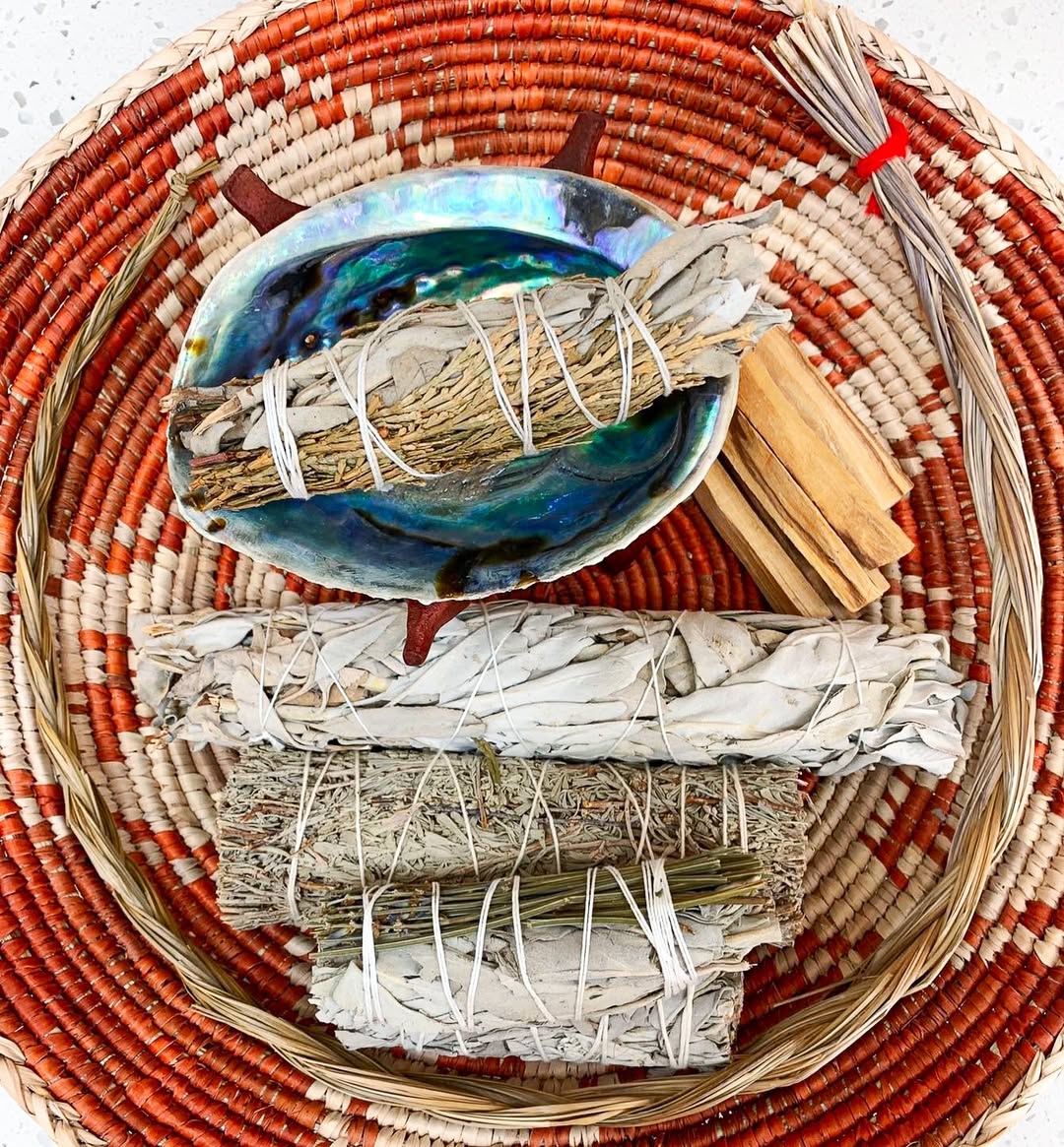 Wooden Tripod Stand with Abalone Smudging Shell