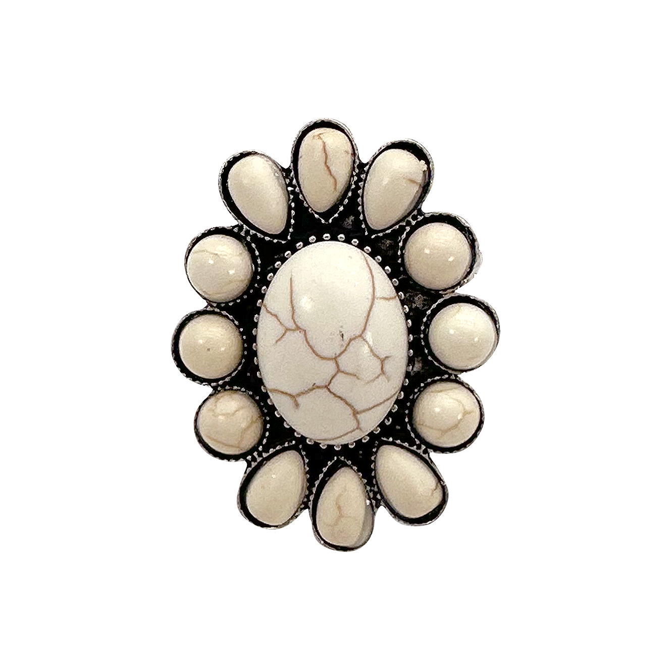 Silver Stretch Concho Turquoise Ring