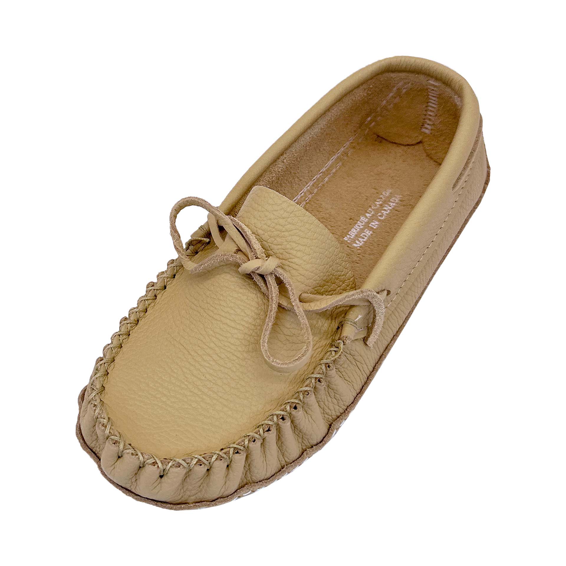 Men's Wide Cream Leather Moccasins (Final Clearance)