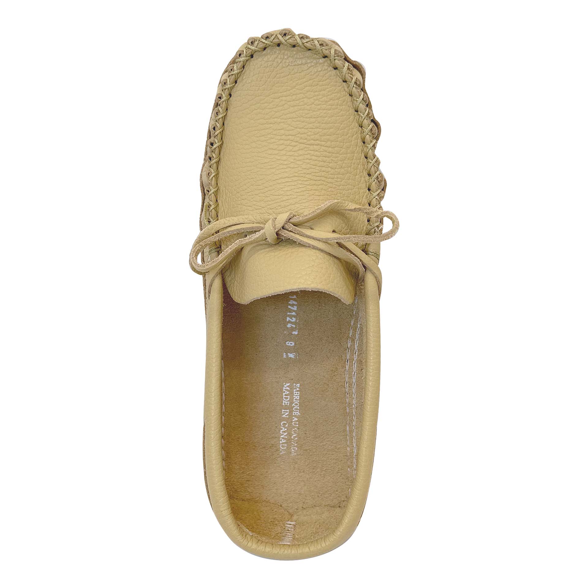 Men's Wide Cream Leather Moccasins (Final Clearance)