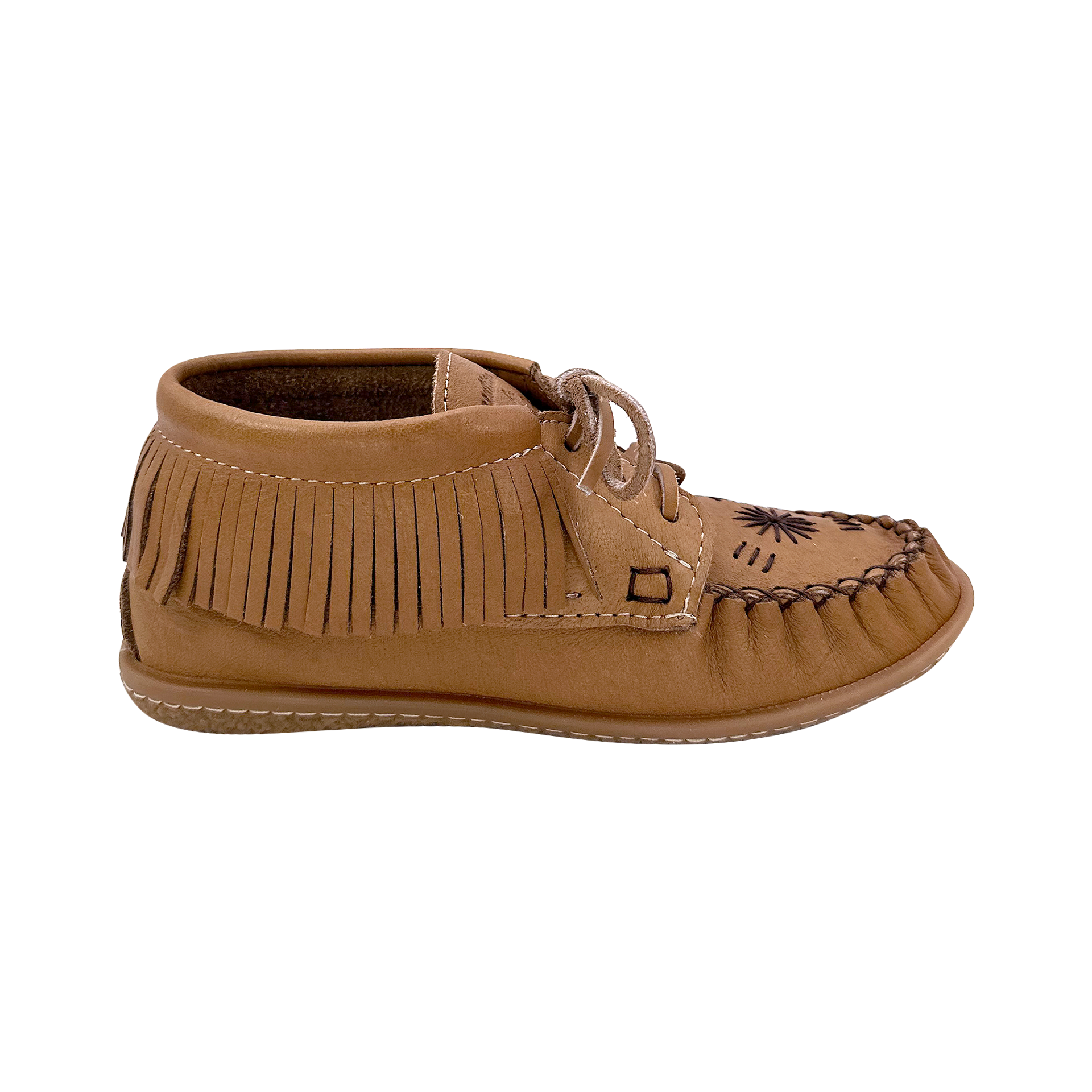 Women's Fringed Embroidered Earthing Moccasin Shoes with Copper Rivet