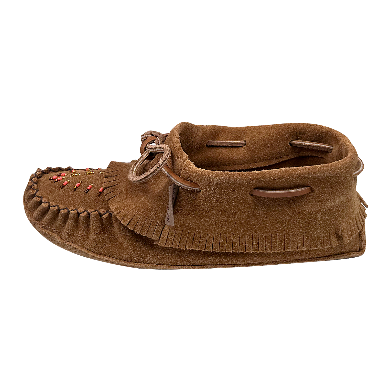 Women's Beaded Genuine Suede Leather Fringed Moccasin Slippers