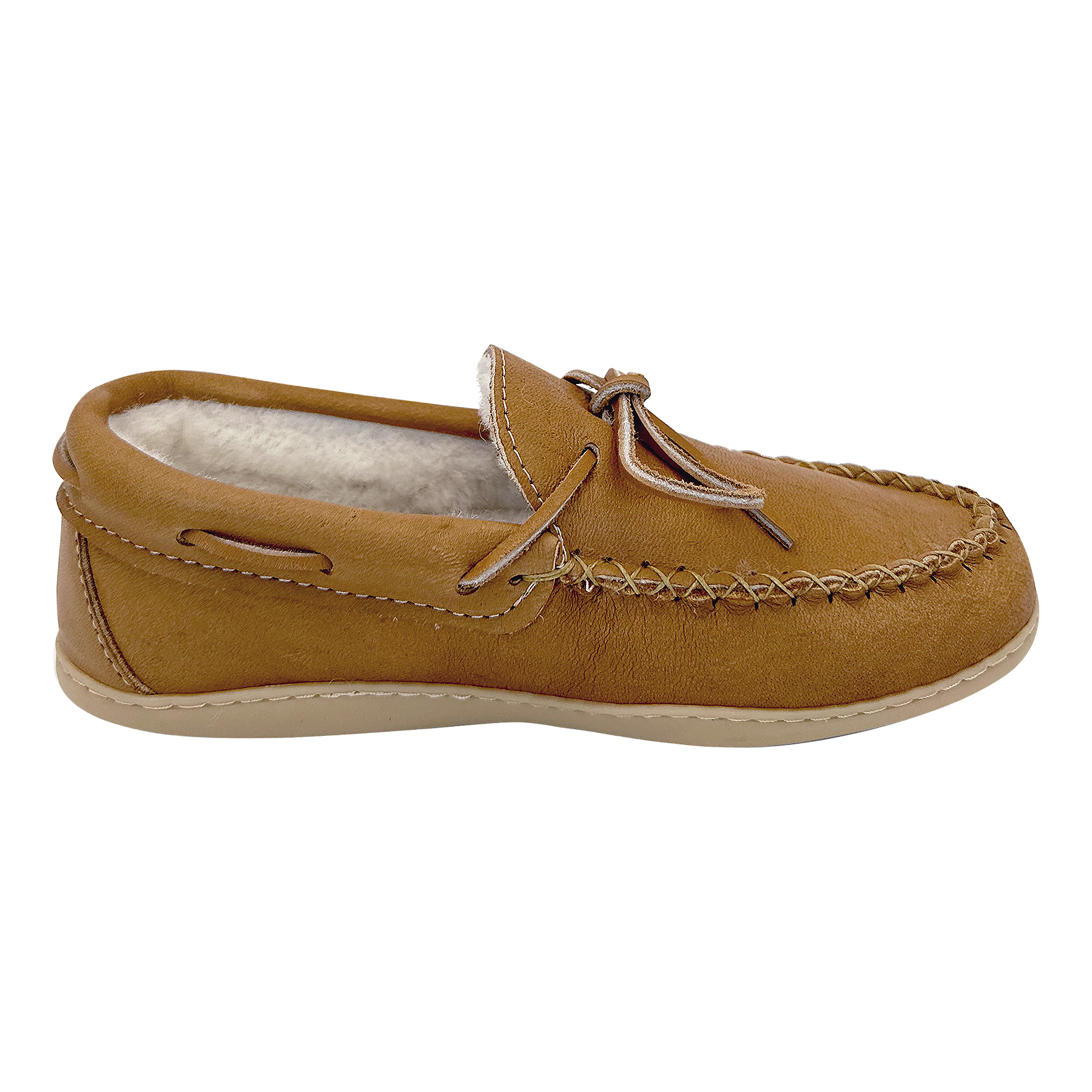 Women's Sheepskin Lined Leather Rubber Sole Moccasins