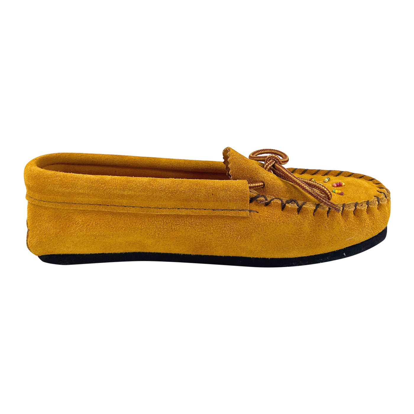 Authentic Children's Genuine Suede Rubber Sole Beaded Moccasin Shoes